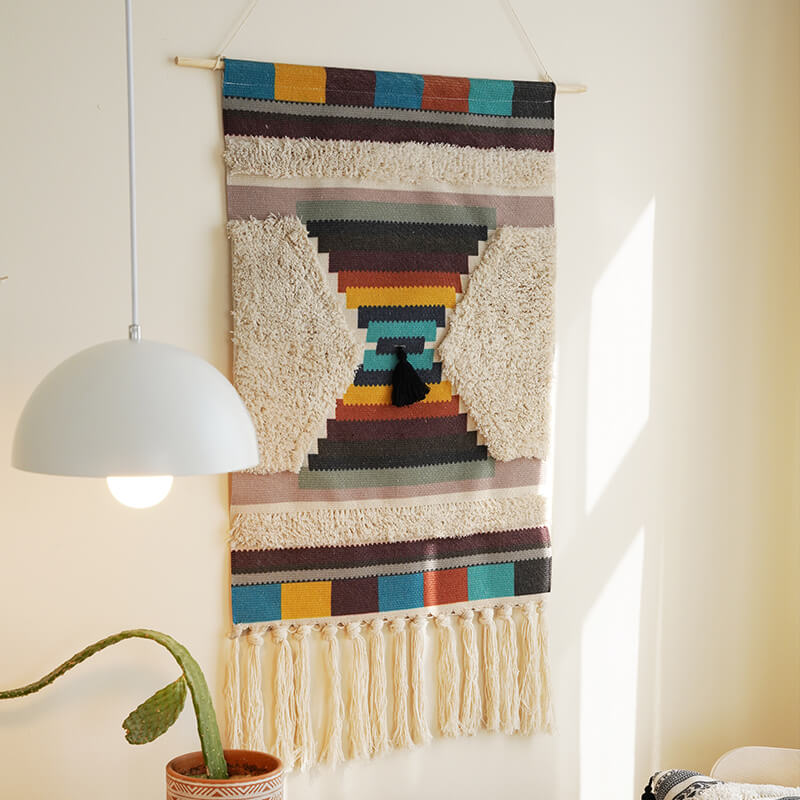 BowLift | Handwoven geometric pattern tassel wall hanging