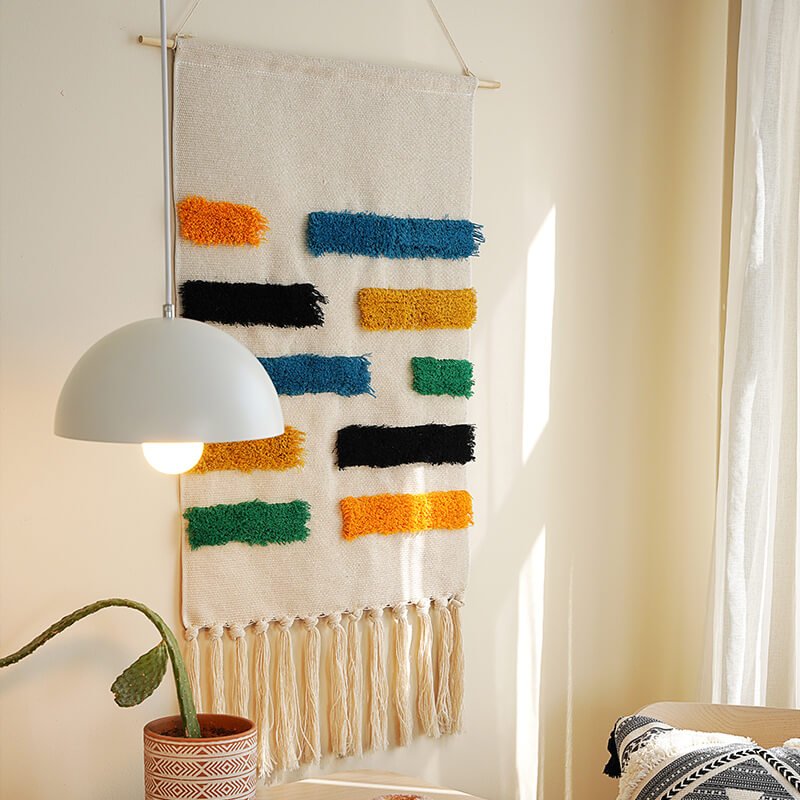 BowLift | Handwoven geometric pattern tassel wall hanging