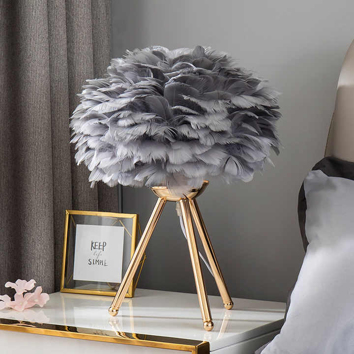 BowLift | Table Lamp - FeatherLux - Dimmable Light - Elegant Feather Design