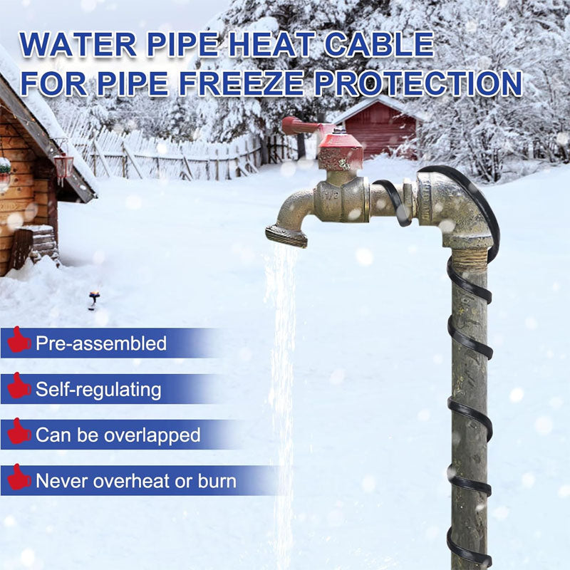BowLift | 100FT Heating Cables , Pipe Freeze Protected Water Pipe Heating Cable with Mounting Buckle Self Regulating Temperature 120V 8W/ft