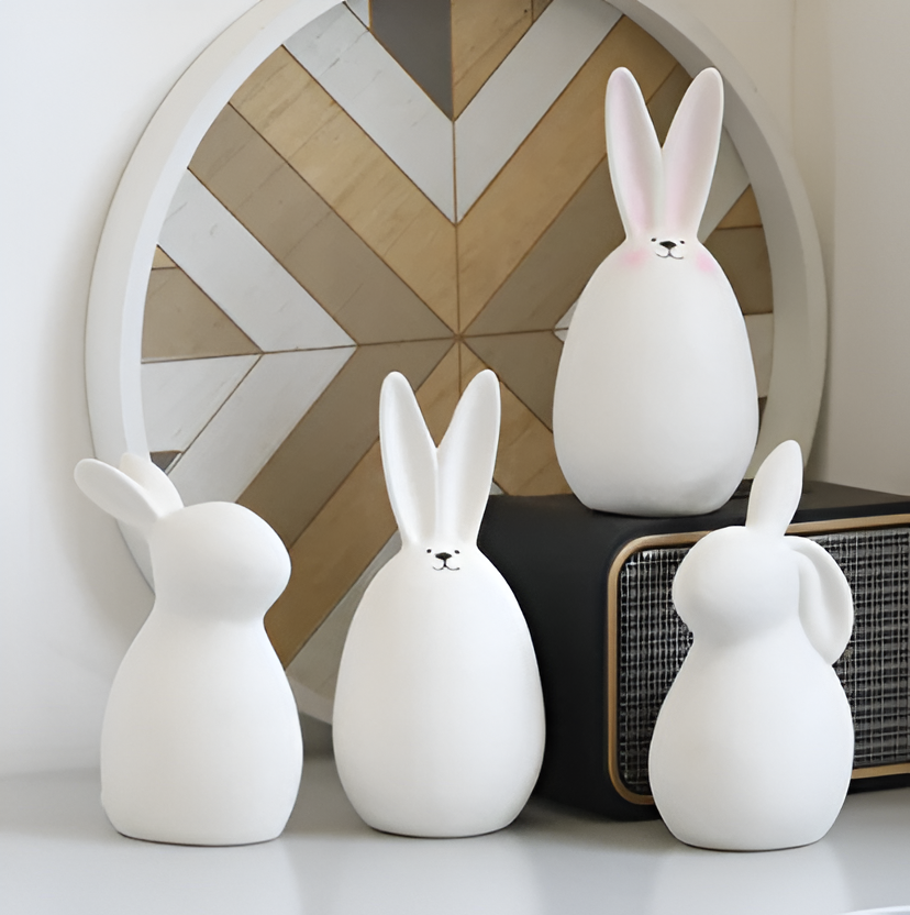 BowLift | ConeyBliss Minimalist Ceramic Bunny – Elegant White Easter Rabbit Figurine Decor