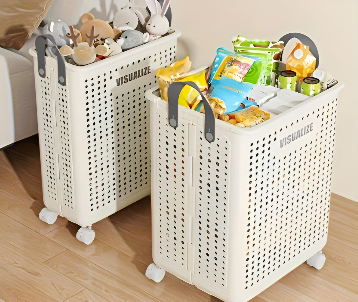 BowLift | FoldaRoll Foldable Laundry Basket with Wheels – Space-Saving Laundry Hamper for Home Organisation