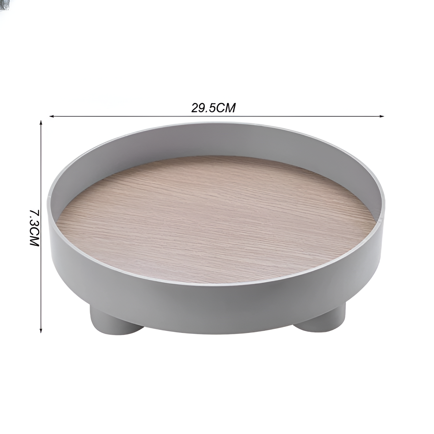BowLift | Round Serving Tray - Decorative Tray Made of Wood - White Tray Made of Ceramic
