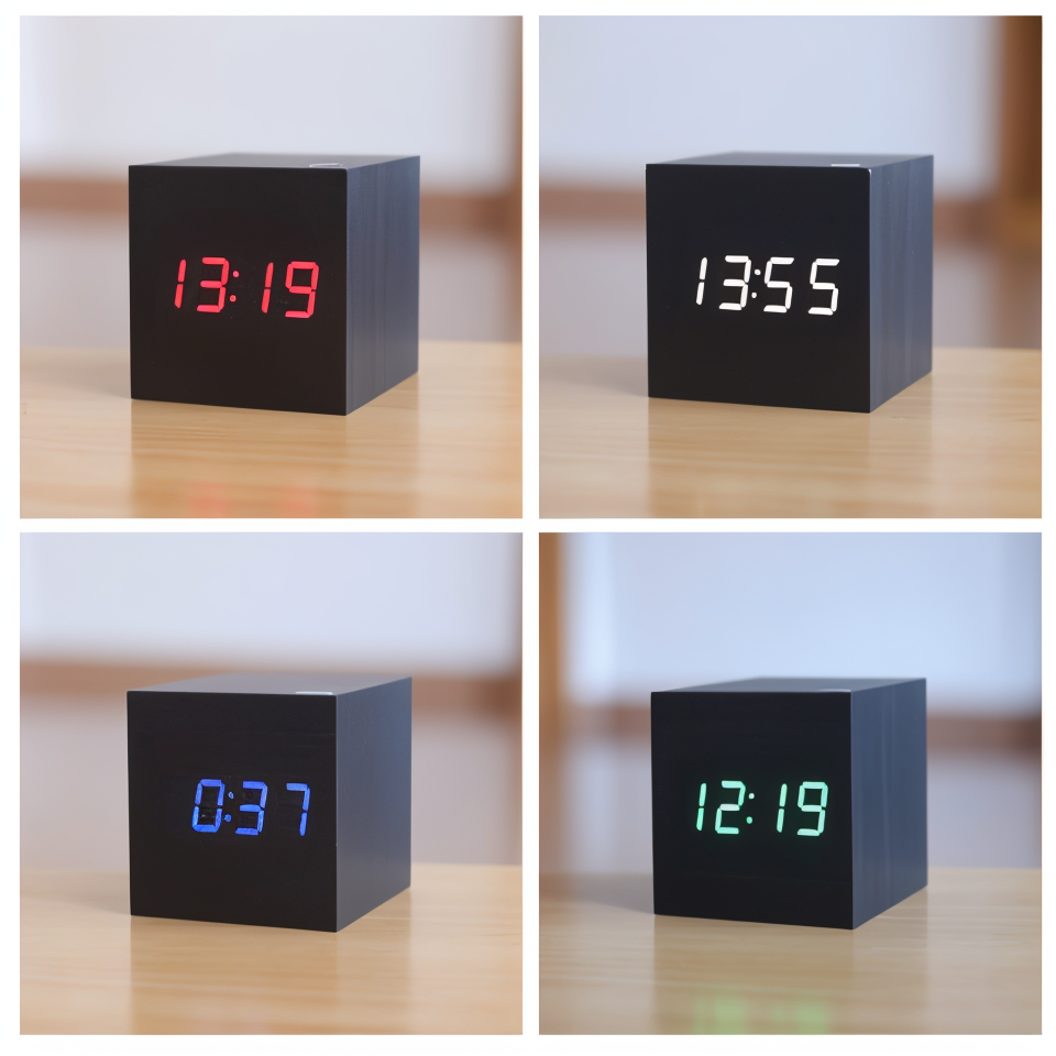 BowLift | Digital LED Clock - Cube Clock - Wooden Clock