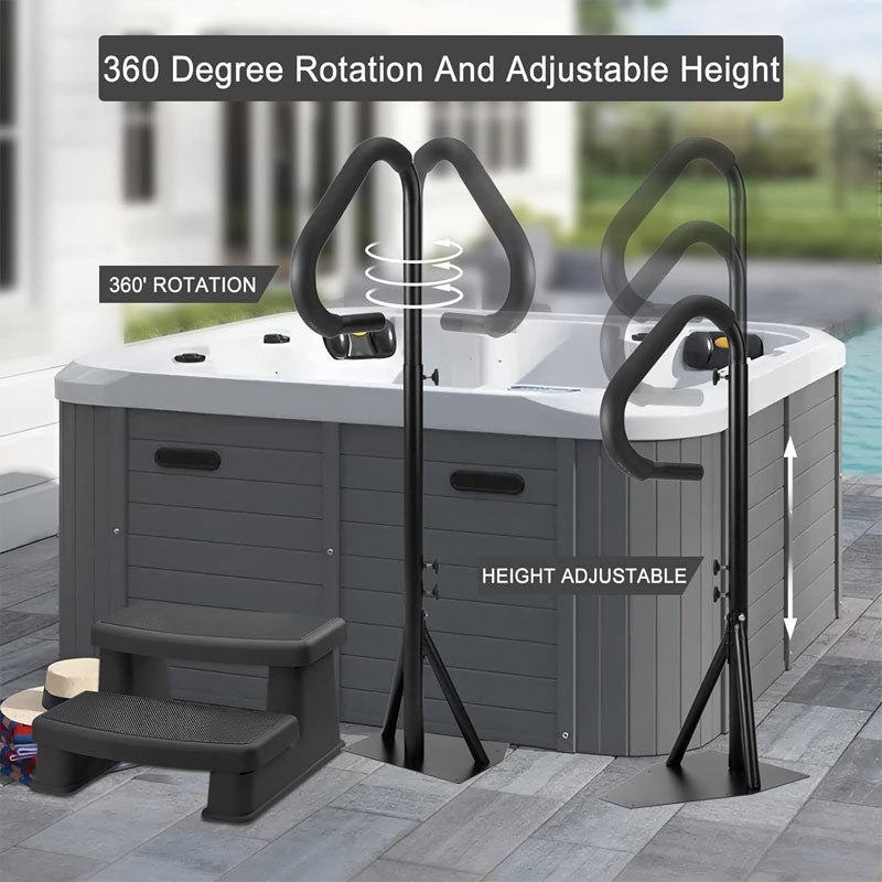 BowLift | Hot Tub Grab Bars, Adjustable Height 63 Inch Sliding Base Under Spa Step Hot Tub Grab Bars For Indoor And Outdoor Use