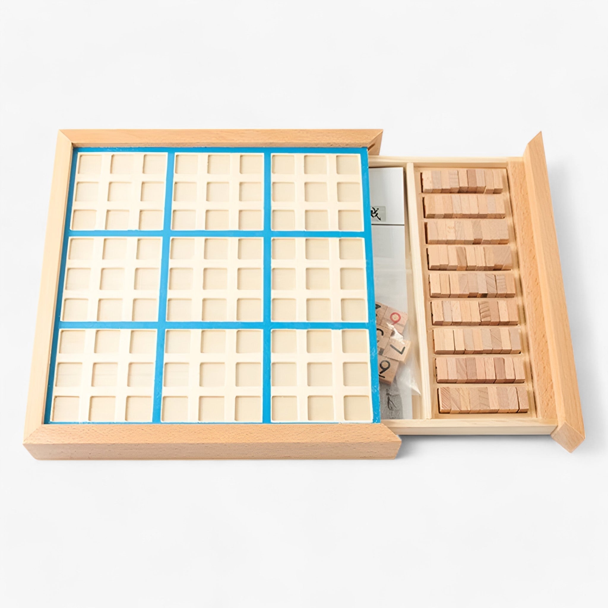 BowLift | Daan | Wooden Sudoku Board Game with Drawer – Classic Brain Teaser for All Ages