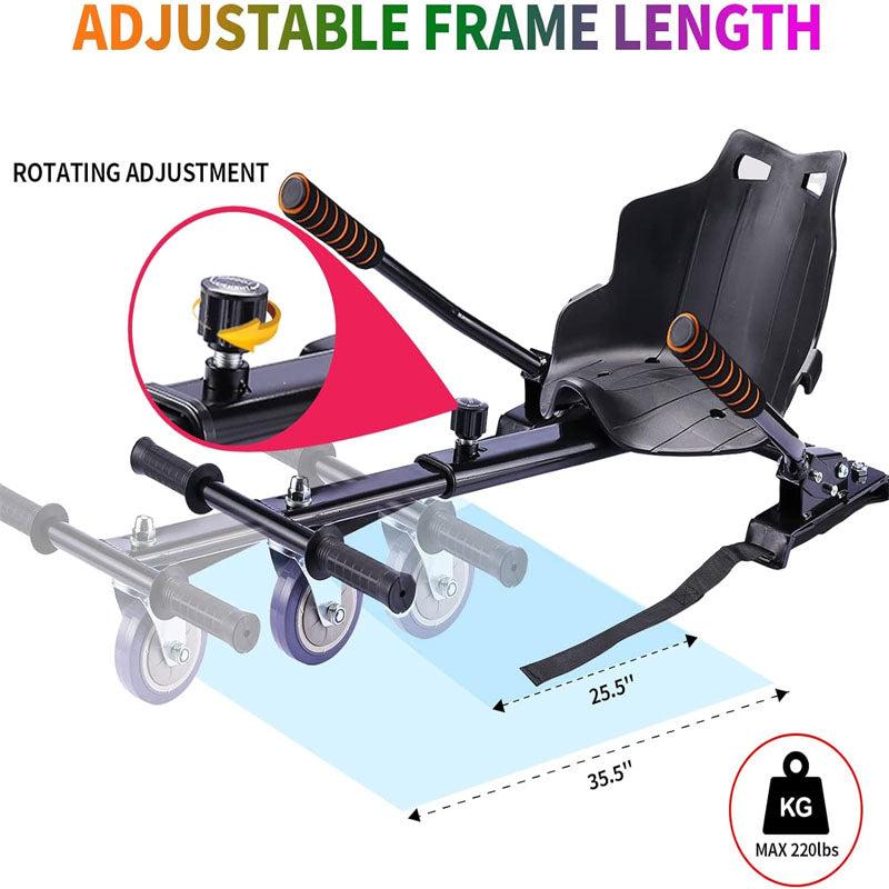 BowLift | Hoverboard Seat Attachment for 6.5" 8" 10" into Self Balancing Scooter Grips Control Adjustable Frame Length and 220 LBS Load Capacity