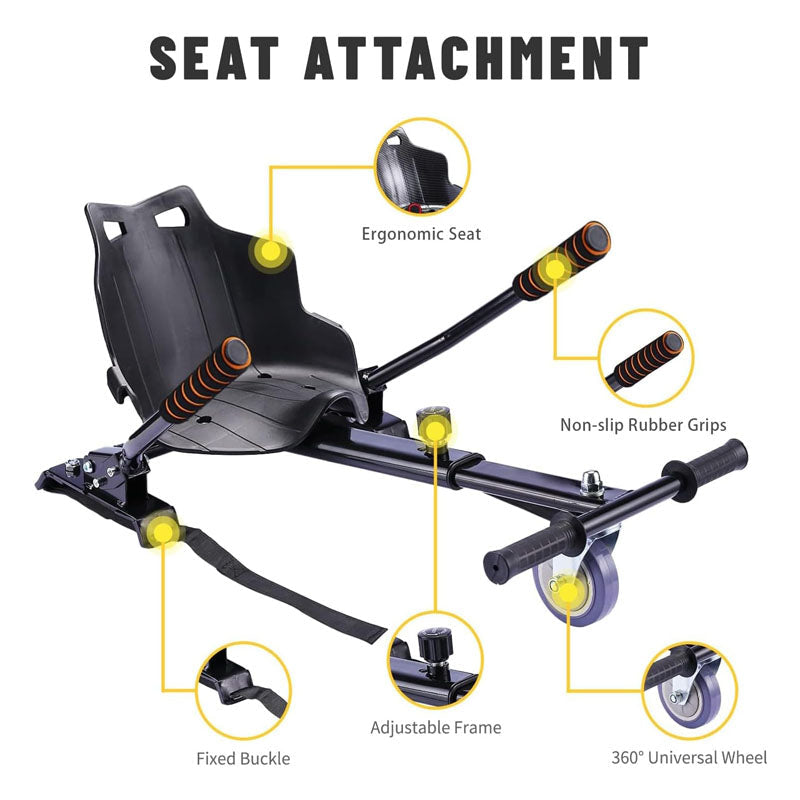 BowLift | Hoverboard Seat Attachment for 6.5" 8" 10" into Self Balancing Scooter Grips Control Adjustable Frame Length and 220 LBS Load Capacity