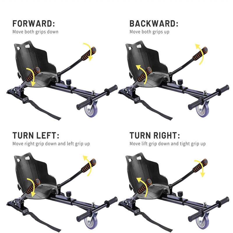 BowLift | Hoverboard Seat Attachment for 6.5" 8" 10" into Self Balancing Scooter Grips Control Adjustable Frame Length and 220 LBS Load Capacity
