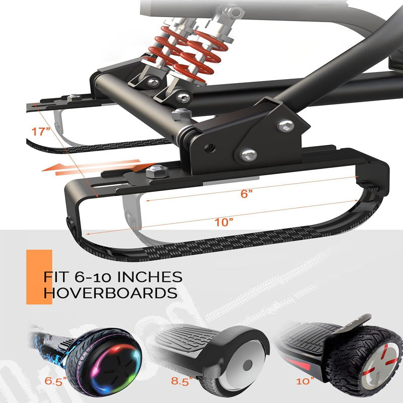 BowLift | Hoverboard Seat Attachment for 6.5" 8" 10" Hover Board Adjustable Frame Length & Off-Road Rubber Wheel with Rear Shock Absorption