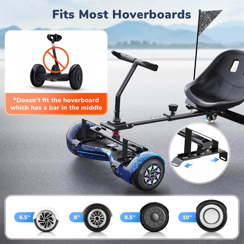 BowLift | Hoverboard Seat Attachment with 3*Shock Absorbers& 2*Glowing Wheels for 6.5" 8" 10" Hoverboard