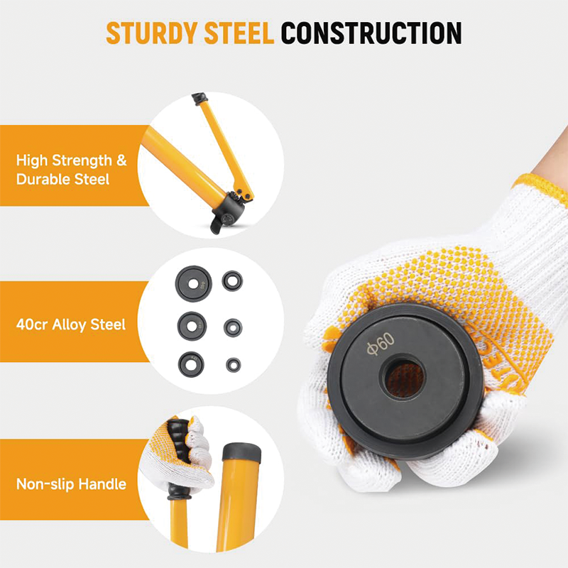 BowLift | Hydraulic Knockout Punch Kit, 9 Ton Hydraulic Knockout Punch Kit Manual Knockout Hole Punch Driver Set for Stainless Steel, Mild Steel, and Sheet Metal