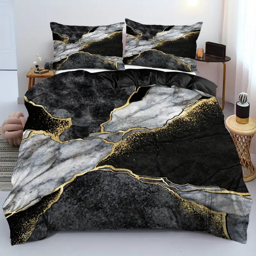 BowLift | Jade Opulent Gold Accent Duvet Cover Set