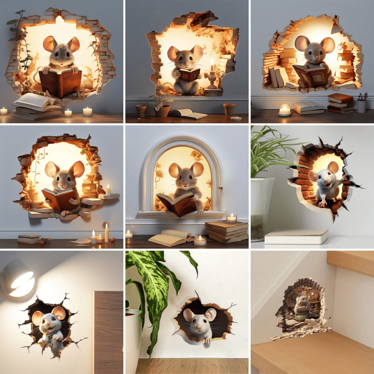 BowLift | DecoraMice 3D Cartoon Wall Stickers | Adorable Mouse Wall Stickers for Children's Rooms and Living Space Decoration