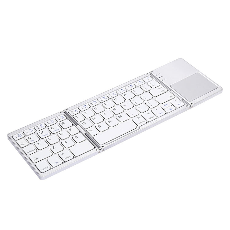 BowLift | B033 Rechargeable 3-fold foldable 64 Keys Bluetooth Wireless Keyboard with Touchpad (Silver)