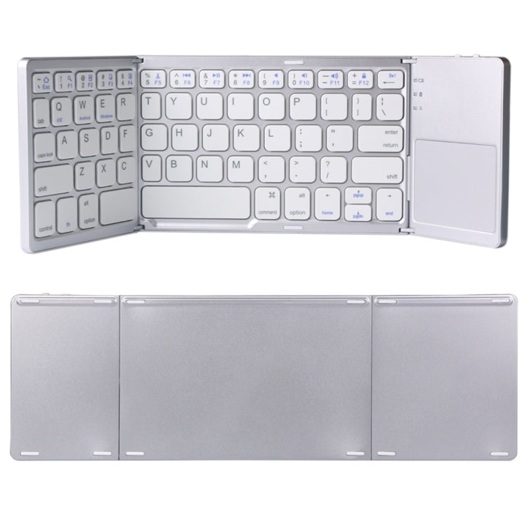 BowLift | B033 Rechargeable 3-fold foldable 64 Keys Bluetooth Wireless Keyboard with Touchpad (Silver)