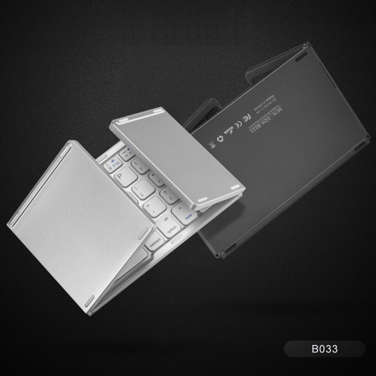 BowLift | B033 Rechargeable 3-fold foldable 64 Keys Bluetooth Wireless Keyboard with Touchpad (Silver)