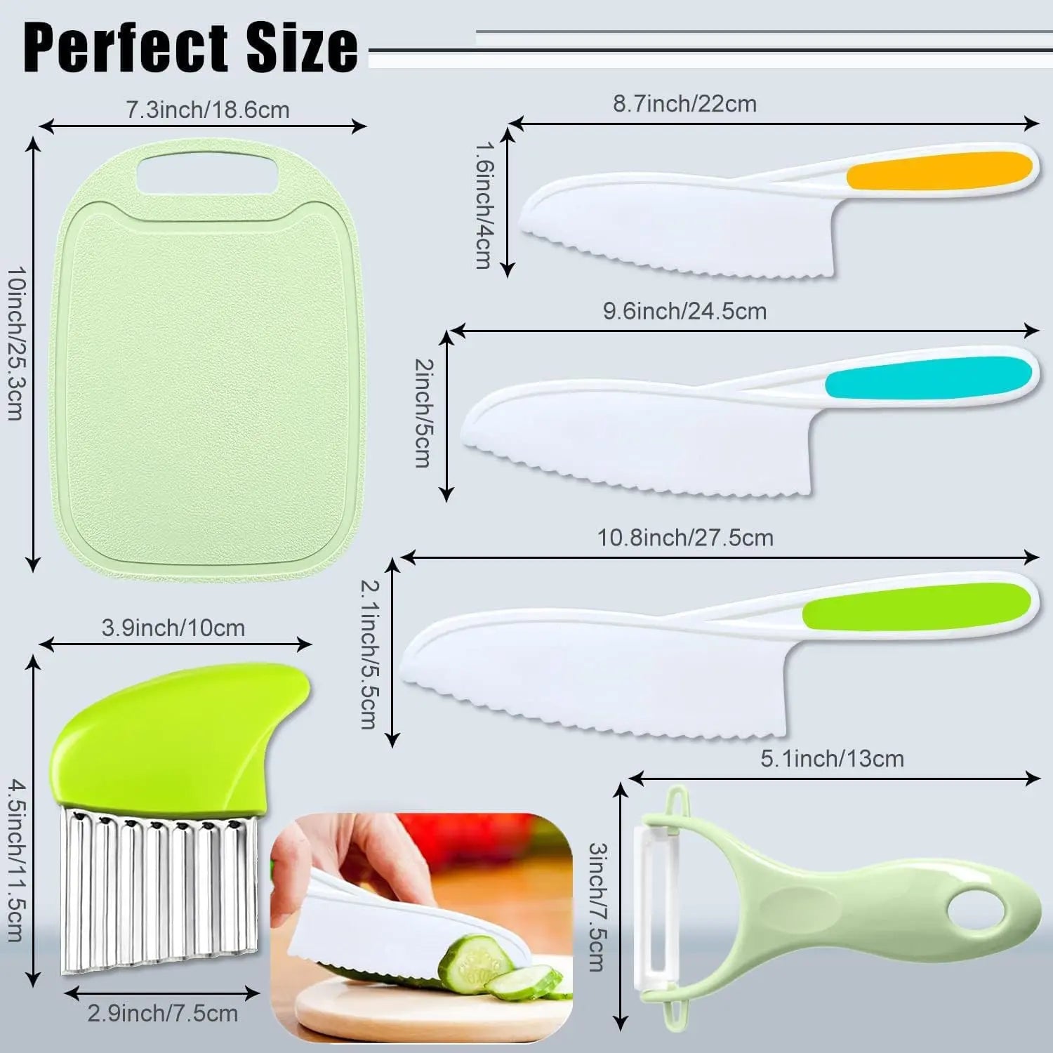 BowLift | Child-friendly kitchen set with knife, peeler & board