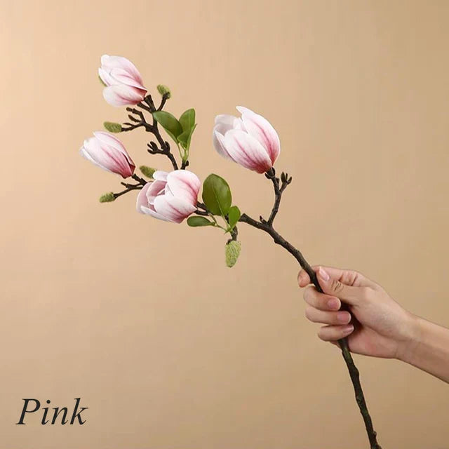 BowLift | GraceBloom | Artificial Magnolia Branches – Realistic Silk Flower Stems for Home Décor