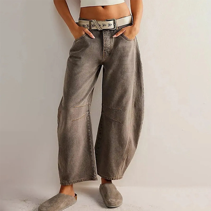 Women's Wide Leg Jeans Blue Size 28 High-Stretch Denim 4