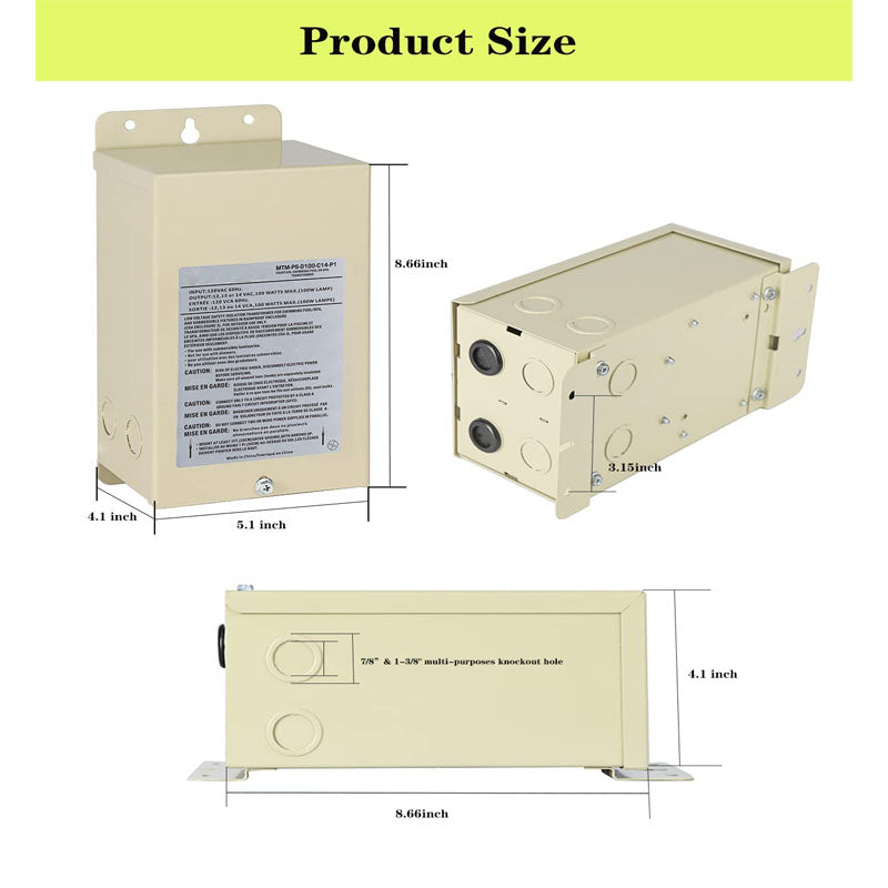 BowLift | 100w Lighting Safety Transformer Pool Light Transformer for Pool Lighting, Fountain Lights and Outdoor Lighting Products