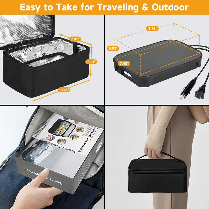 BowLift | 100W Protable Food Warmer, 12V/24V/110V Electric Lunch Box, Personal Microwave for Heating and Cooking Meals on Office/workplace
