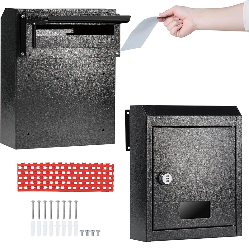 BowLift | Through The Door Drop Box,16.5" x 12.5" x 6"Heavy Duty Steel Through the Door Mailbox,Mail Drop Box, Black