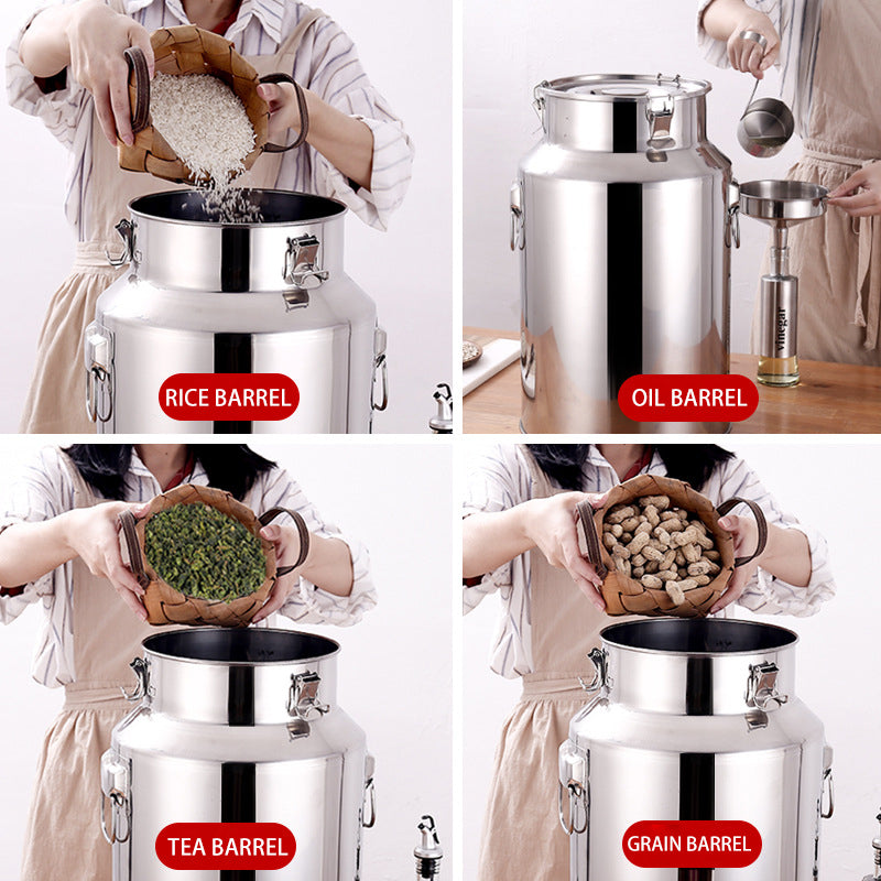 BowLift | Ultra-Thick 304 Stainless Steel Sealed Barrel Wine Barrel Milk Barrel Tea Can Peanut Cooking Oil Barrel