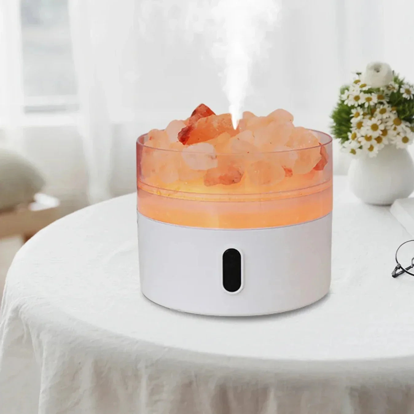 BowLift | Salt Lamp Diffuser - USB Ultrasonic Essential Oil Humidifier with Himalayan Salt Crystals & Night Light