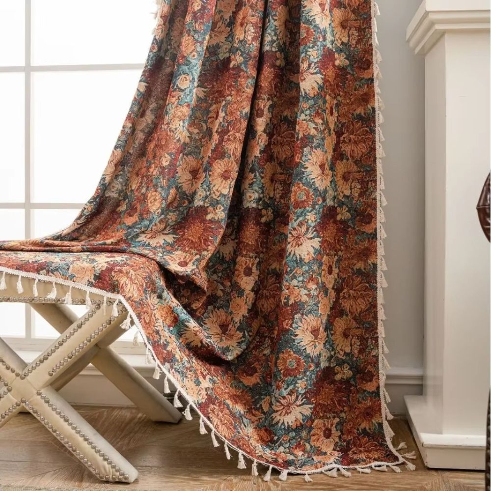 BowLift | Ditsy Floral Tassel Curtain Panel for Bedroom or Living Room