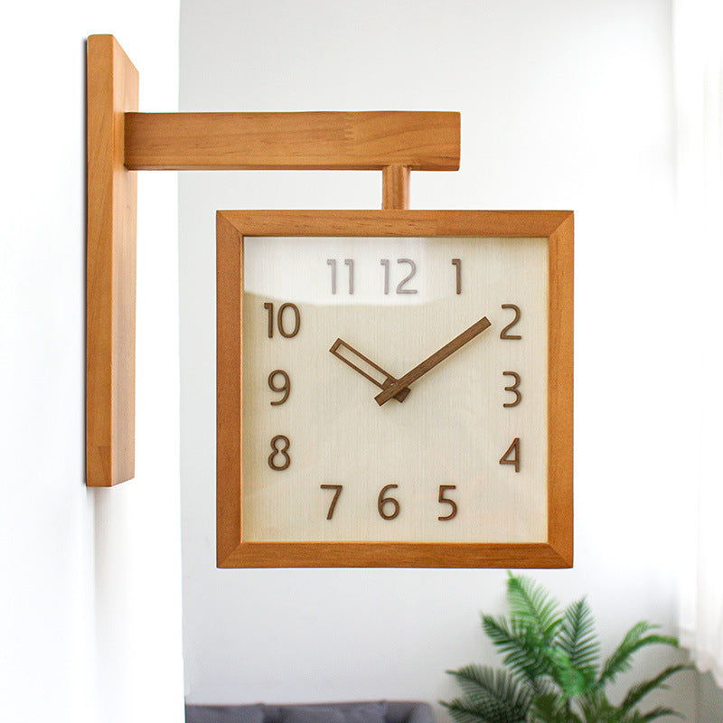 BowLift | Wall-Corner-Two-Sided Wood-Analog-Clock