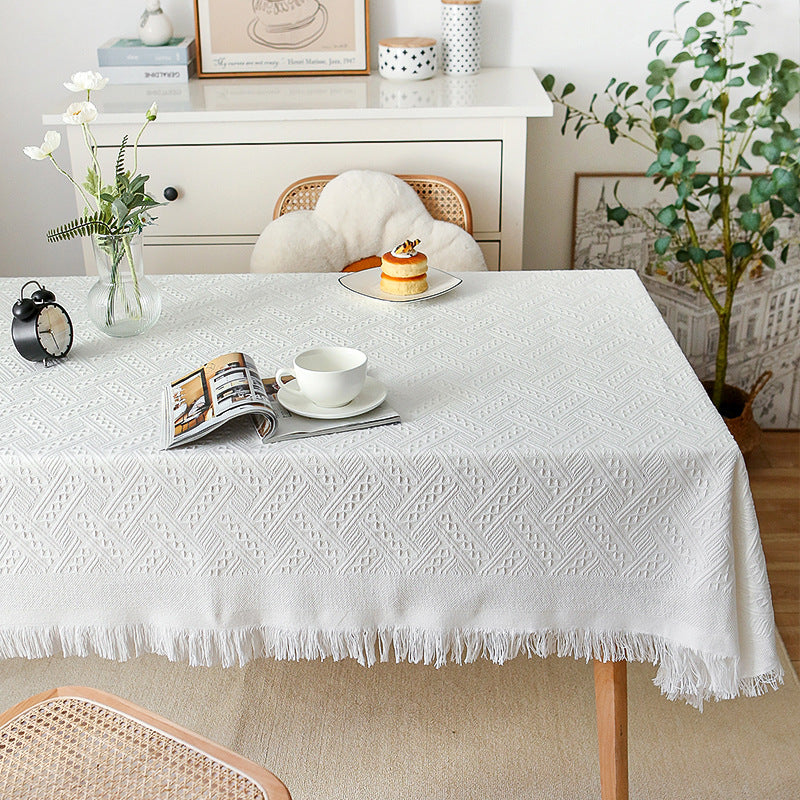BowLift | Waffle Modern Tablecloth, Knitted Fabric Lace Coffee Cloth, Round Tablecloth, Rectangular Tablecloth