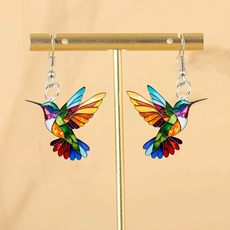 BowLift | Colorful Hummingbird Earrings – Cheerful Dangle Jewelry with Flying Bird