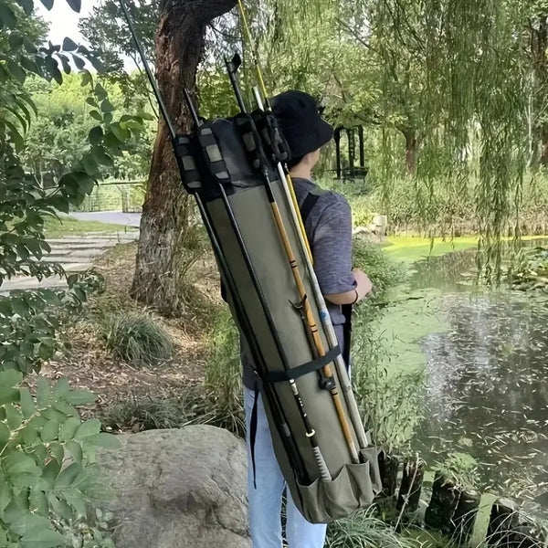 BowLift | Fishing Rod Carry Bag – Foldable, Lightweight & Durable Storage with 5-Rod Capacity (Army Green)