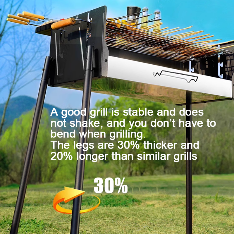 BowLift | Three-speed temperature-adjustable windproof grill German craft barbecue rack outdoor stainless steel folding carbon grill portable assembly courtyard barbecue rack