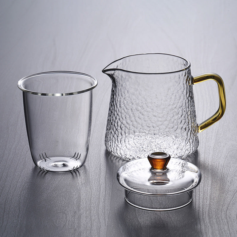 BowLift | Pindefang Glass Teapot with Infuser | Handcrafted Heat-Resistant Teapot with Golden Handle