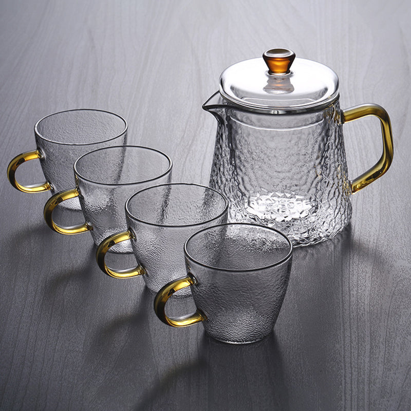 BowLift | Pindefang Glass Teapot with Infuser | Handcrafted Heat-Resistant Teapot with Golden Handle
