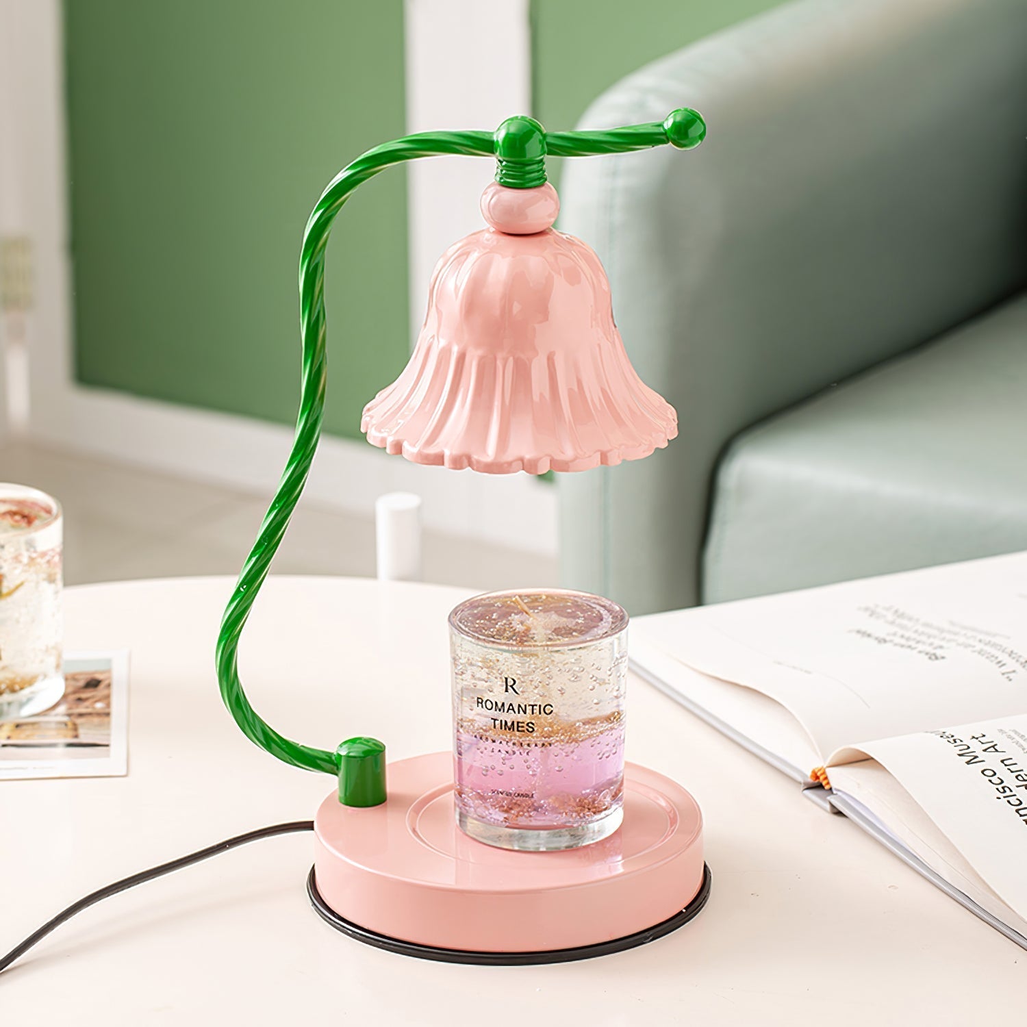 BowLift | BloomAura – Charming Pink Glass Table Lamp
