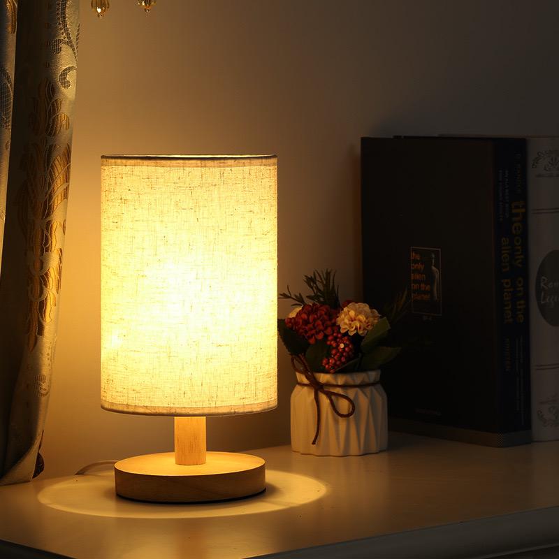 BowLift | Table Lamp Natural Wood Fabric Dimmable Light