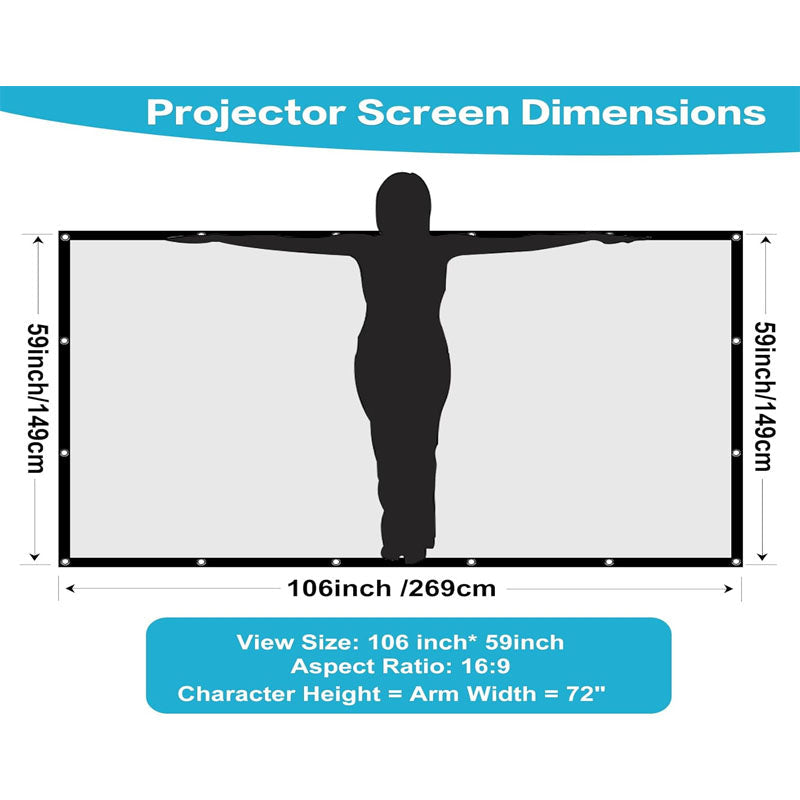 BowLift | Projector Screen 120 inch 16:9 Movie Screen Fixed Frame 3D Projector Screen for Home, Party, Office, Classroom