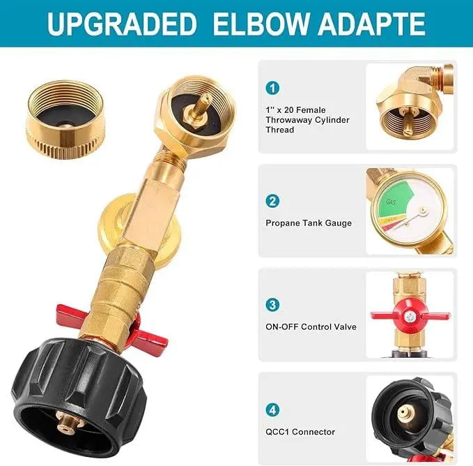 BowLift | Propane injection shop adapter – Brass tank gauge with safety valve