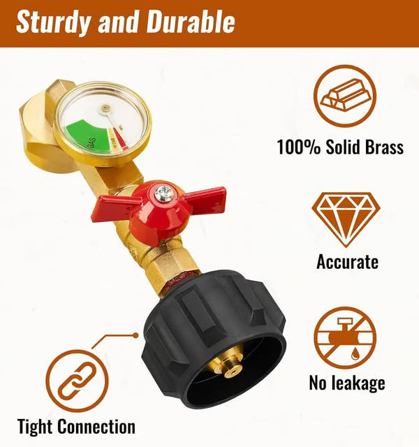 BowLift | Propane injection shop adapter – Brass tank gauge with safety valve
