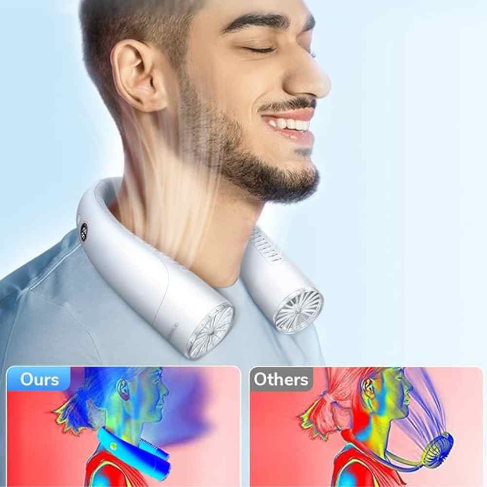 BowLift | Bladeless Portable Neck Fan with 3 Speed Silent Cooling 4000 mAh Rechargeable