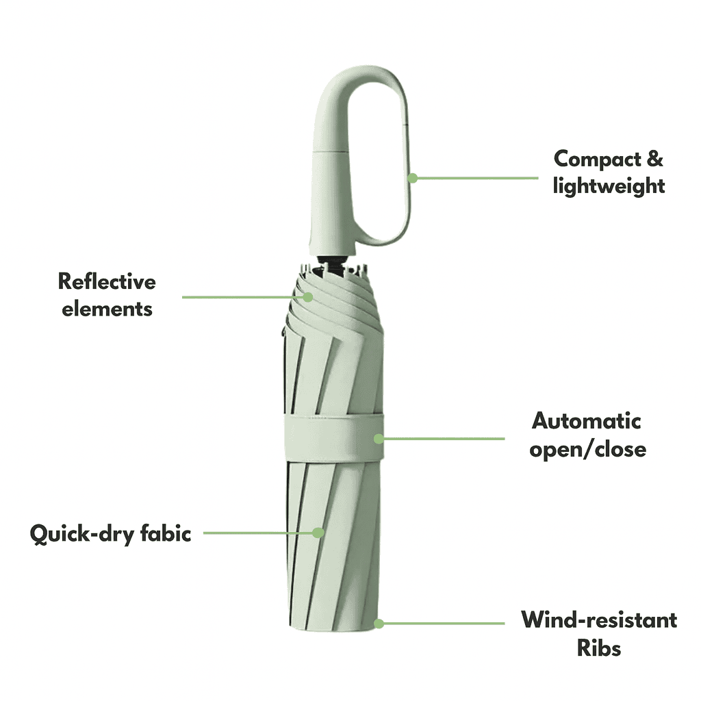 BowLift | Automatic Compact Umbrella, Built for Strong Wind