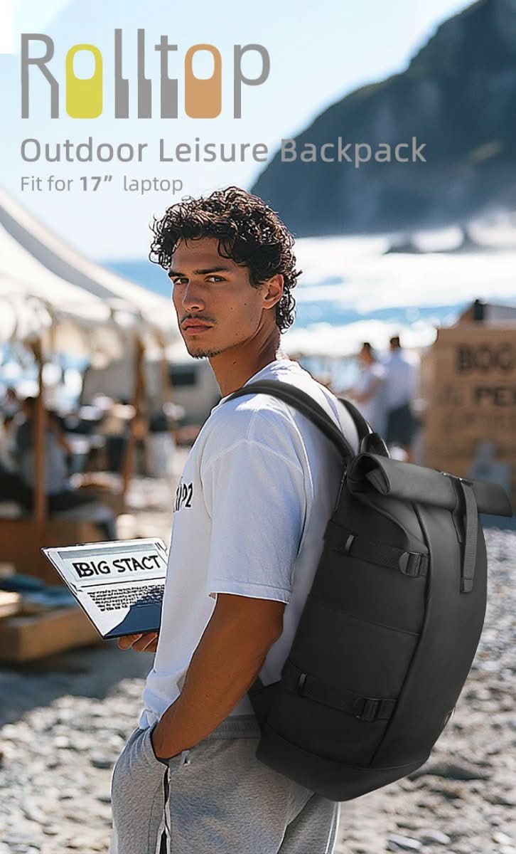 BowLift | Expandable outdoor backpack with laptop compartment, rolltop & theft protection