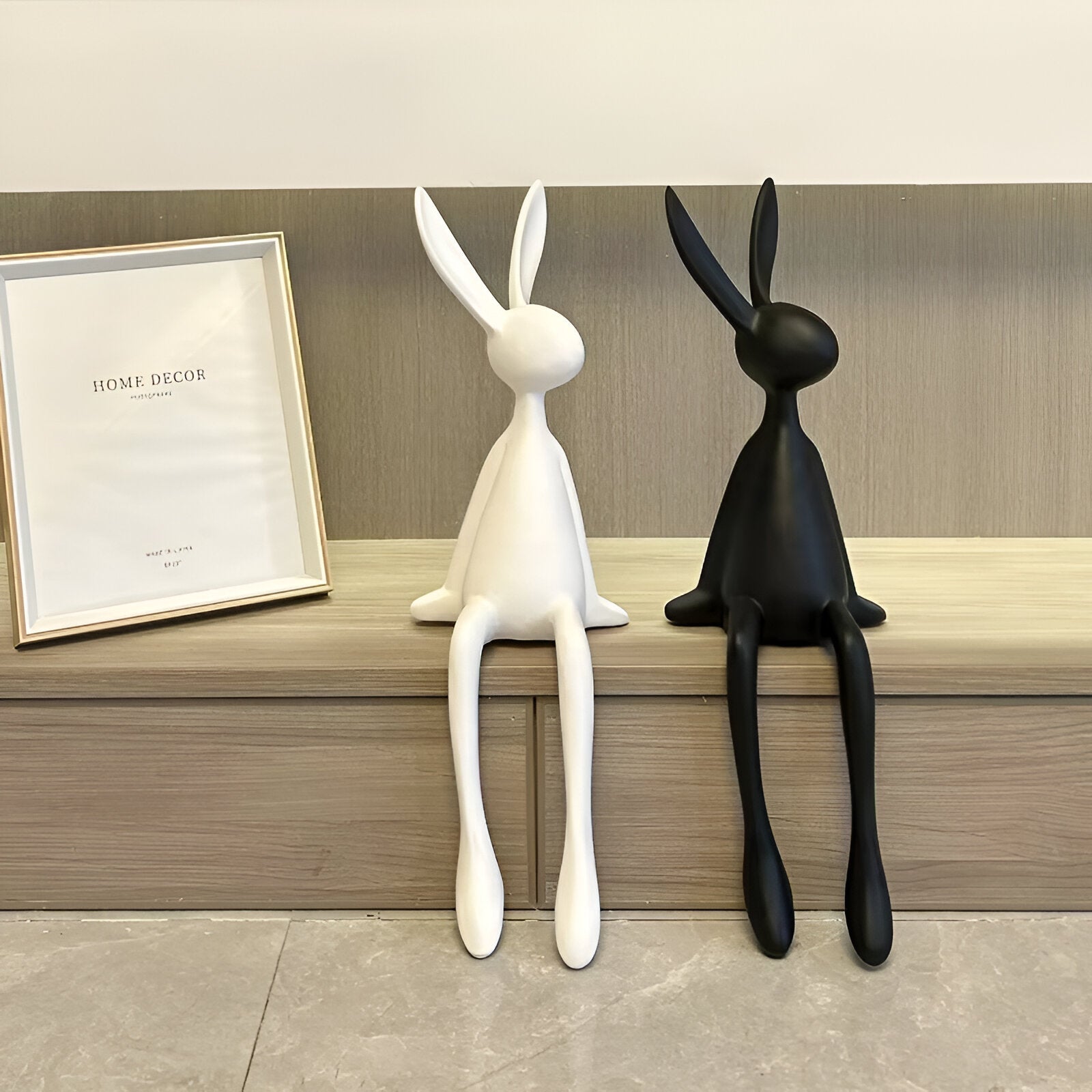 BowLift | ResinLux | Modern Resin Easter Bunny – Black, White, or Blue Sitting Rabbit Decoration
