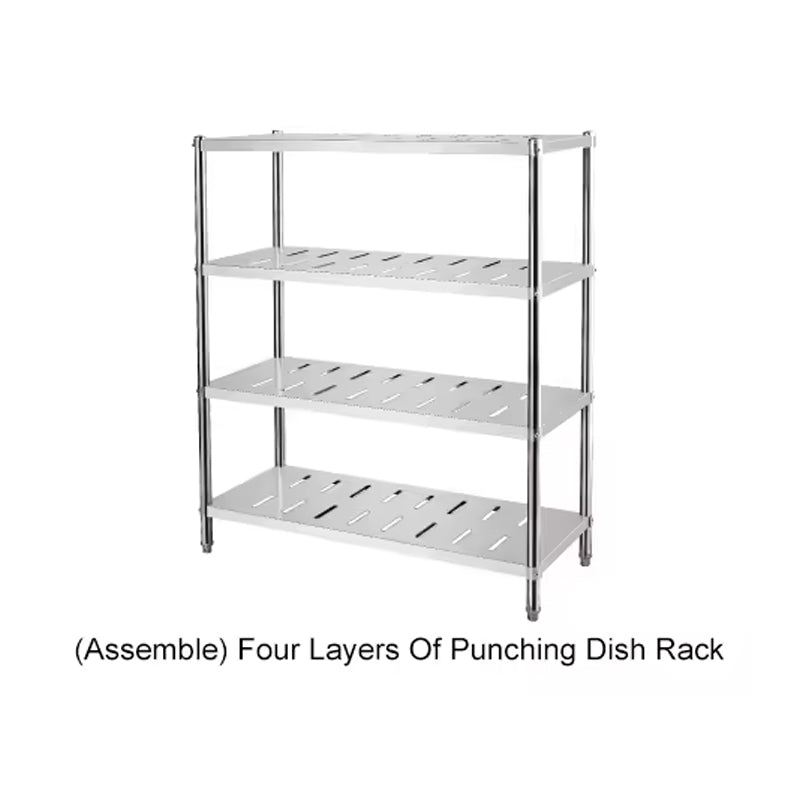 BowLift | Thickened Stainless Steel Commercial Kitchen Rack Stainless Steel Four Layer Punching Kitchen Dish Rack, Kitchen Storage Rack