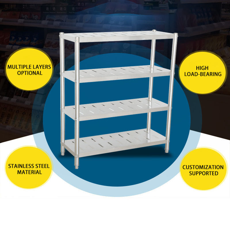 BowLift | Thickened Stainless Steel Commercial Kitchen Rack Stainless Steel Four Layer Punching Kitchen Dish Rack, Kitchen Storage Rack