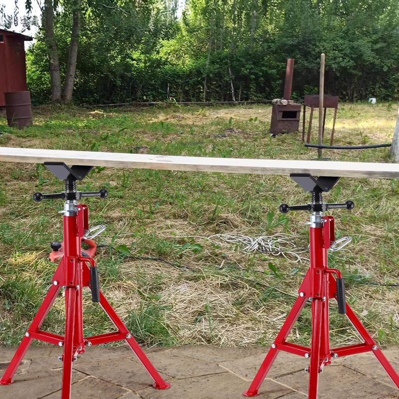 BowLift | V Roller Head Pipe Stand 28-52 Inch Adjustable Height 1/8"-12" Capacity Heavy Duty Carbon Steel Body 2500 lb Load Capacity