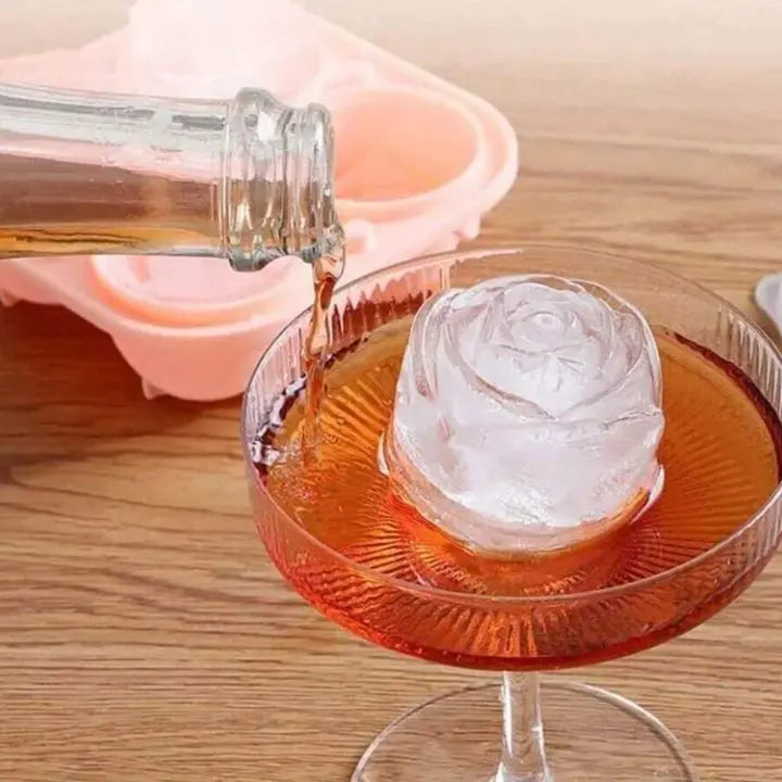 BowLift | Rose Ice Cube Mould – 3D Silicone for Elegant Ice Cubes (4 Grid)